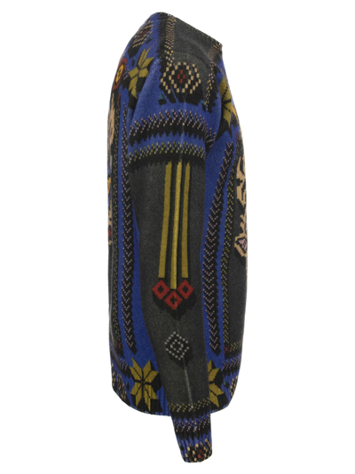 Etro Printed Virgin Wool Jumper In Blue