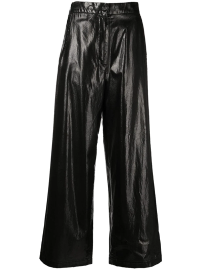 Shop Mm6 Maison Margiela High-waisted Wide-leg Trousers In Black