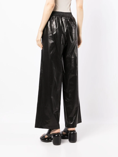 Shop Mm6 Maison Margiela High-waisted Wide-leg Trousers In Black