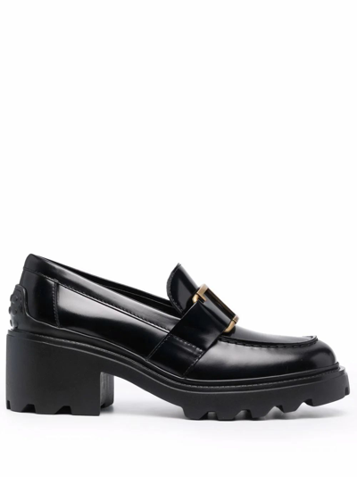 Shop Tod's Women's  Black Leather Loafers