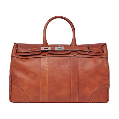 Shop Brunello Cucinelli Weekender Bag In Brown