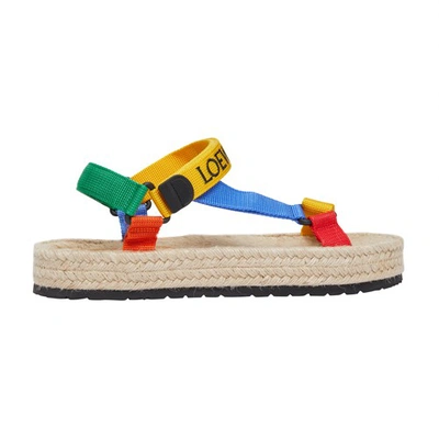Shop Loewe Strappy Espadrille In Yellow Multicolour