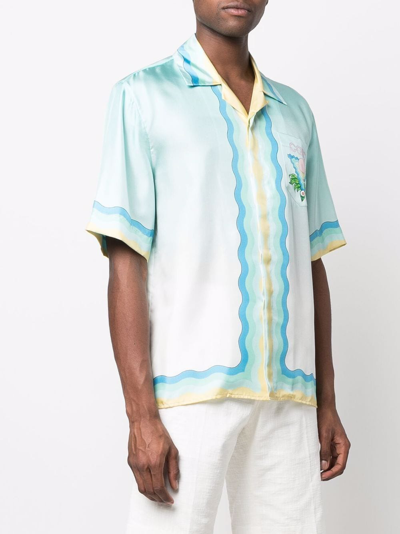 Shop Casablanca Silk Short Sleeve Shirt In Multicolor