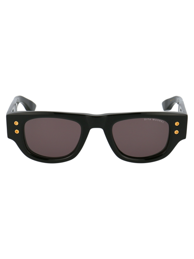 Shop Dita Muskel Sunglasses In Black Crystal Grey Yellow Gold W/grey
