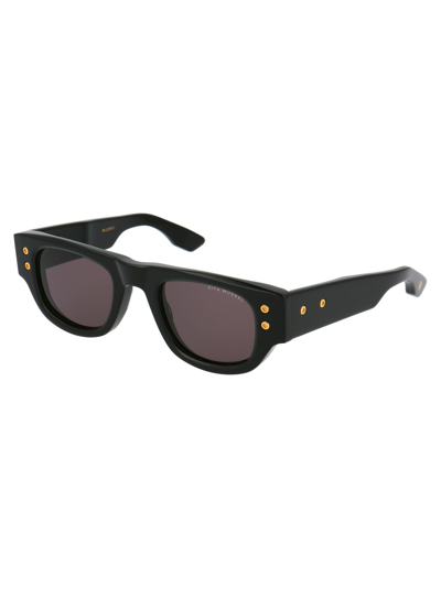 Shop Dita Muskel Sunglasses In Black Crystal Grey Yellow Gold W/grey