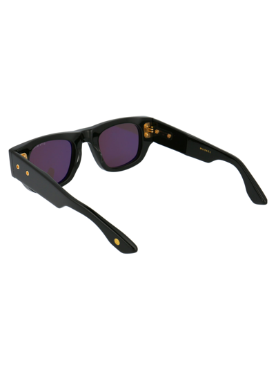 Shop Dita Muskel Sunglasses In Black Crystal Grey Yellow Gold W/grey