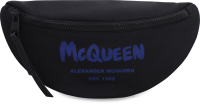 Shop Alexander Mcqueen Nylon Belt Bag In Black