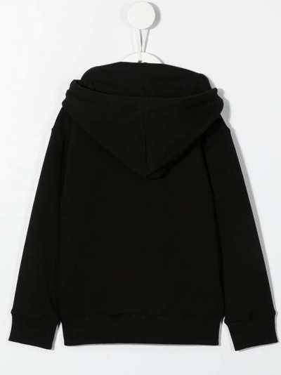 Shop Roberto Cavalli Junior Graphic-print Stretch-cotton Hoodie In Black