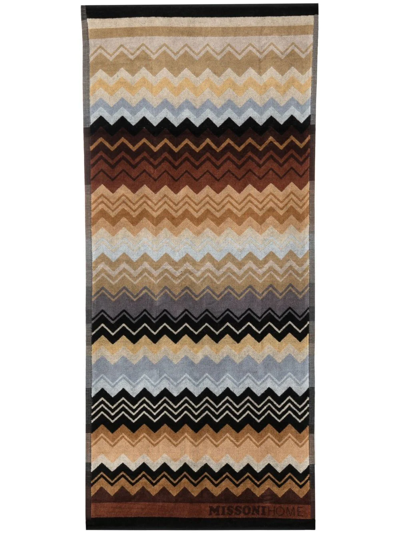 Shop Missoni Zig-zag Print Bath Towel In Braun