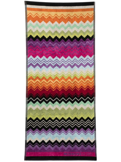 Shop Missoni Giacomo All-over Zigzag Print Towel In Pink