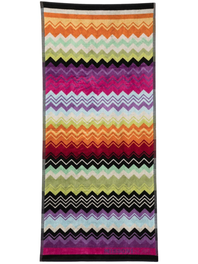 Missoni All-over Zig-zag Print Towel In Pink