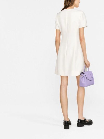 Shop Valentino Bow-detail A-line Mini Dress In Weiss