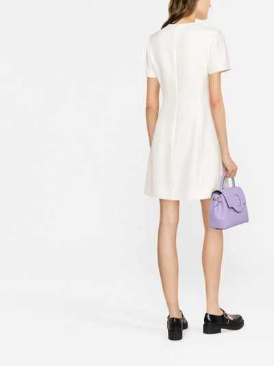 Valentino Boat Neckline Silk And Wool Blend Dress In Nude