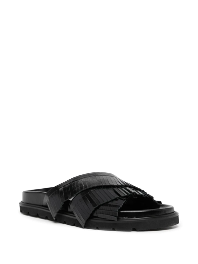 Shop Reike Nen Cross Fringe Mold Sandals In Schwarz