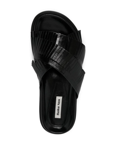 Shop Reike Nen Cross Fringe Mold Sandals In Schwarz