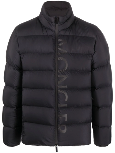 Shop Moncler Logo-print Feather Down Jacket In Schwarz