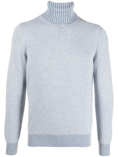 Malo Ribbed-knit Cashmere Roll Neck Sweater In Blau