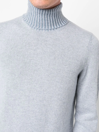 Malo Ribbed-knit Cashmere Roll Neck Sweater In Blau