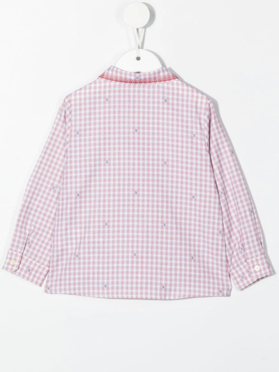 Shop Gucci Checked Logo-embroidered Shirt In Weiss