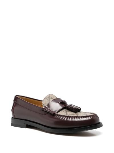 Shop Gucci Tassel-detail Gg Canvas Loafers In Rot