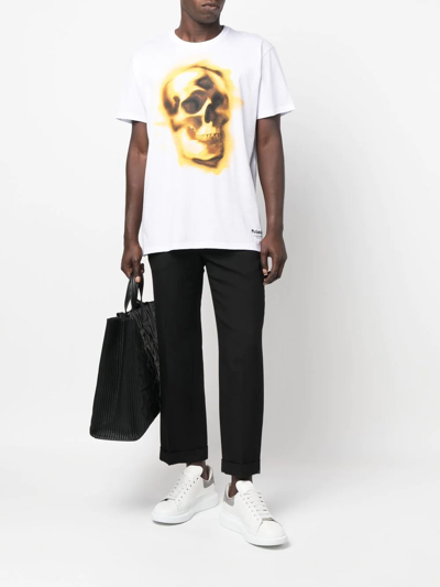Shop Alexander Mcqueen Skull-print Cotton T-shirt In Weiss