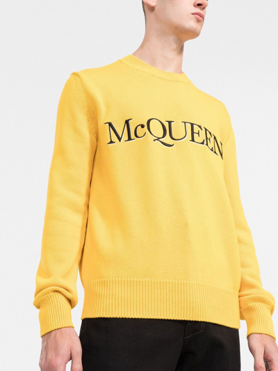Shop Alexander Mcqueen Logo-embroidered Knitter Jumper In Gelb