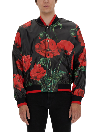 Shop Dolce & Gabbana Poppy Print Jacket In Multicolour
