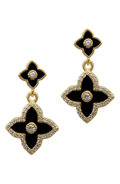 Shop Adornia 14k Yellow Gold Plated Black Flower Drop Earrings