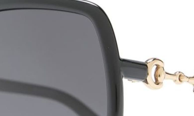 Gucci 58mm Square Rectangle Sunglasses In Black Black Grey