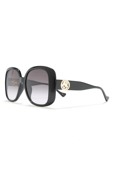 Gucci 57mm Oversized Square Sunglasses In Black Black Grey