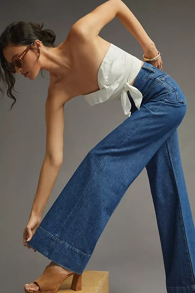 Shop Triarchy Ms. Onassis High-rise Wide-leg Jeans In Blue