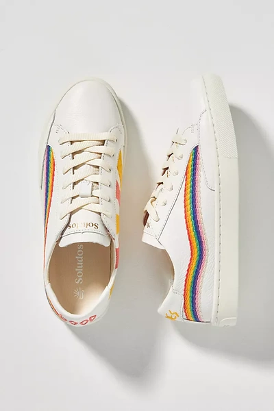 Shop Soludos Rainbow Wave Sneakers In White