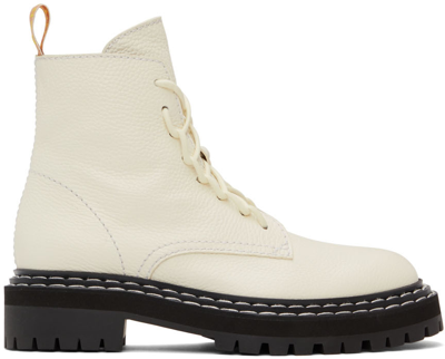 Shop Proenza Schouler Off-white Lug Sole Combat Boots In 12113 Cream