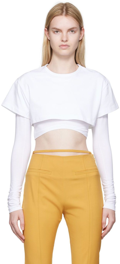 Shop Jacquemus White ‘le Double' T-shirt In 100 White