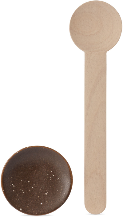 Shop Ferm Living Resting Spoon Set In Chocolate