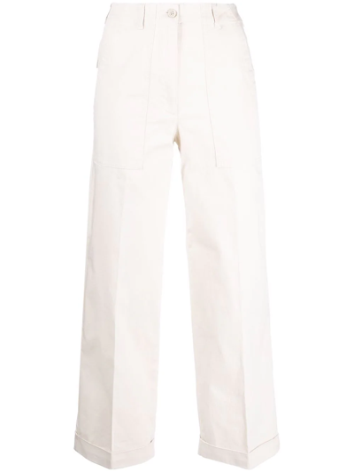 Shop Moncler Rolled-cuff Cropped Trousers