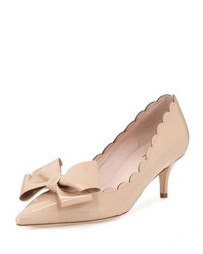 Kate Spade 'maxine' Scalloped Bow Patent Pump (women) In Powder Patent