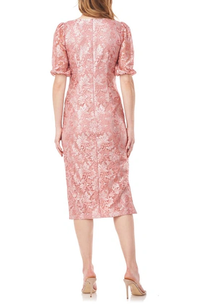 Js Collections Lia Puff Sleeve Cocktail Dress In Rose Cloud