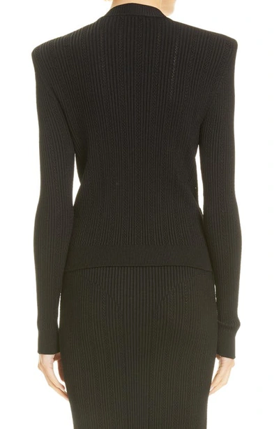Balmain Ribbed Texture Knit Cardigan With Gold Buttons In Black