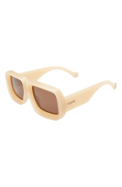 Shop Loewe 56mm Square Sunglasses In Shiny Beige / Brown