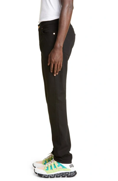 Shop Versace Classic Fit Stretch Cotton Jeans In Black