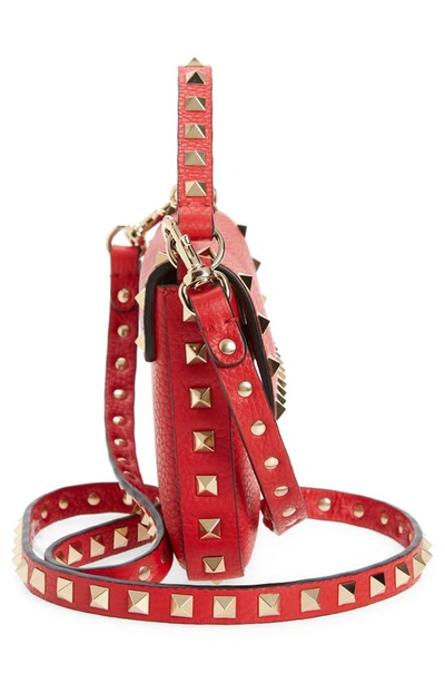 Shop Valentino Mini Rockstud Leather Top Handle Bag In Rouge Pur