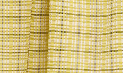 English Factory Plaid Tiered Ruffle Cotton Blend Dress In Lime