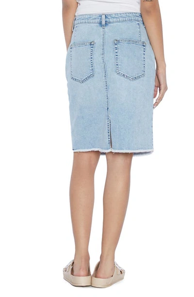Wash Lab Denim Zip Pocket Denim Midi Skirt In Leo Blue
