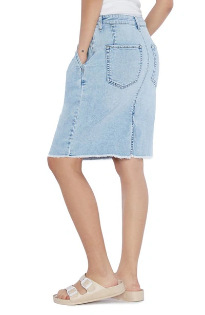 Wash Lab Denim Zip Pocket Denim Midi Skirt In Leo Blue