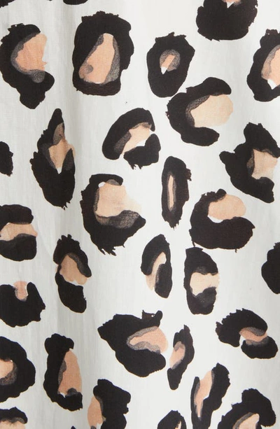 Shop Alaïa Animal Print Long Sleeve Button-up Blouse In Blanc/ Noir