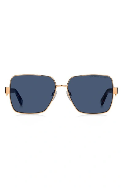 Shop Marc Jacobs 58mm Chained Square Sunglasses In Gold Copper/ Blue Avio