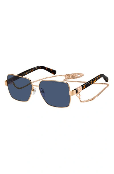 Shop Marc Jacobs 58mm Chained Square Sunglasses In Gold Copper/ Blue Avio