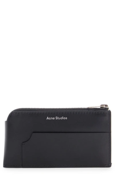 Shop Acne Studios Large Garnet Leather Zip Wallet In Black