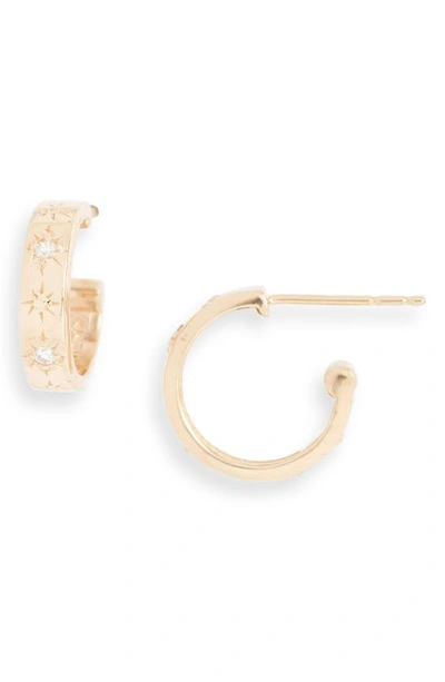 Shop Anzie Starburst Hoop Earrings In Diamond